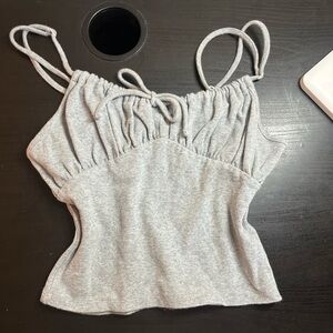 Forever 21 Light Gray Ruched Tie-Strap Cami